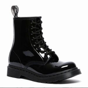 Dr. Martens Black Mono Lace-Up Boots, patent leather, 1460